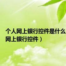 个人网上银行控件是什么（个人网上银行控件）