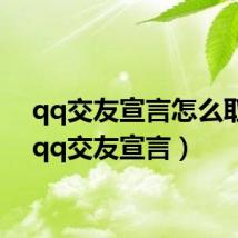 qq交友宣言怎么取消（qq交友宣言）