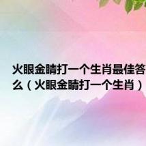 火眼金睛打一个生肖最佳答案是什么（火眼金睛打一个生肖）