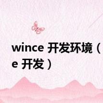 wince 开发环境（wince 开发）