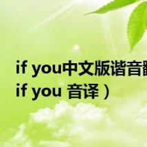 if you中文版谐音翻译（if you 音译）