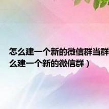 怎么建一个新的微信群当群主（怎么建一个新的微信群）