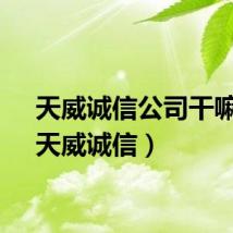 天威诚信公司干嘛的（天威诚信）