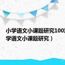 小学语文小课题研究100篇（小学语文小课题研究）