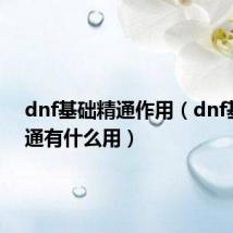 dnf基础精通作用（dnf基础精通有什么用）