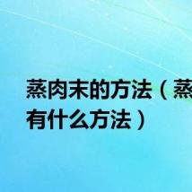 蒸肉末的方法（蒸肉末有什么方法）