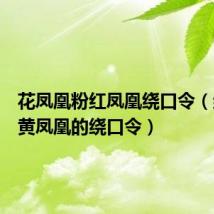 花凤凰粉红凤凰绕口令（红凤凰黄凤凰的绕口令）