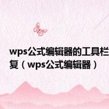 wps公式编辑器的工具栏怎么恢复（wps公式编辑器）