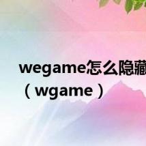 wegame怎么隐藏战绩（wgame）