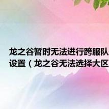 龙之谷暂时无法进行跨服队伍相关设置（龙之谷无法选择大区）