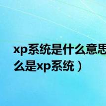 xp系统是什么意思（什么是xp系统）