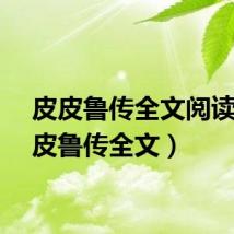 皮皮鲁传全文阅读（皮皮鲁传全文）