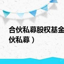 合伙私募股权基金（合伙私募）