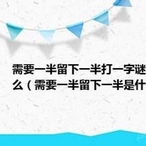 需要一半留下一半打一字谜底是什么（需要一半留下一半是什么字）