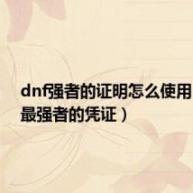 dnf强者的证明怎么使用（dnf最强者的凭证）