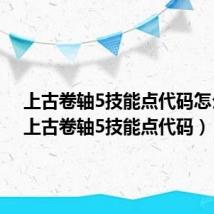 上古卷轴5技能点代码怎么用（上古卷轴5技能点代码）