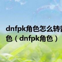 dnfpk角色怎么转普通角色（dnfpk角色）