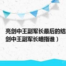 亮剑中王副军长最后的结局（亮剑中王副军长暗指谁）