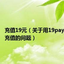 充值19元（关于用19pay给手机充值的问题）