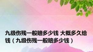 九级伤残一般赔多少钱 大概多久给钱（九级伤残一般赔多少钱）