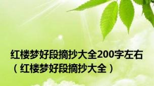 红楼梦好段摘抄大全200字左右（红楼梦好段摘抄大全）