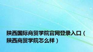 陕西国际商贸学院官网登录入口（陕西商贸学院怎么样）