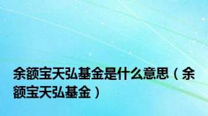 余额宝天弘基金是什么意思（余额宝天弘基金）