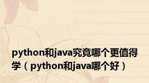 python和java究竟哪个更值得学（python和java哪个好）