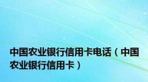 中国农业银行信用卡电话（中国农业银行信用卡）