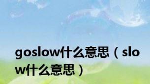 goslow什么意思（slow什么意思）