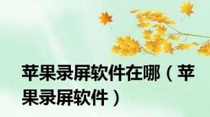 苹果录屏软件在哪（苹果录屏软件）