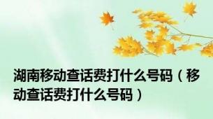 湖南移动查话费打什么号码（移动查话费打什么号码）