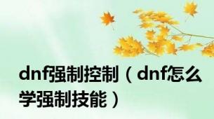 dnf强制控制（dnf怎么学强制技能）