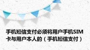 手机短信支付必须将用户手机SIM卡与用户本人的（手机短信支付）