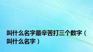 叫什么名字最辛苦打三个数字（叫什么名字）