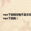 wps下划线空格不显示怎么办（wps下划线）