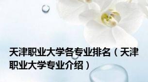 天津职业大学各专业排名（天津职业大学专业介绍）