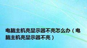 电脑主机亮显示器不亮怎么办（电脑主机亮显示器不亮）