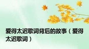 爱得太迟歌词背后的故事（爱得太迟歌词）