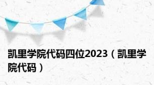 凯里学院代码四位2023（凯里学院代码）