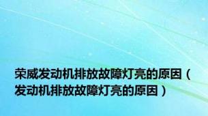 荣威发动机排放故障灯亮的原因（发动机排放故障灯亮的原因）