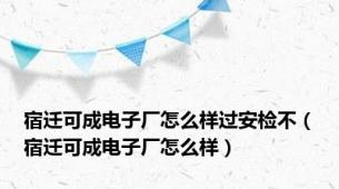 宿迁可成电子厂怎么样过安检不（宿迁可成电子厂怎么样）