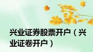 兴业证券股票开户（兴业证卷开户）