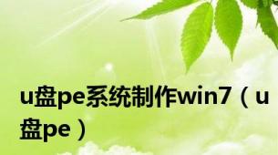 u盘pe系统制作win7（u盘pe）