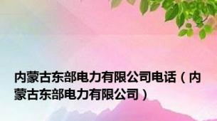 内蒙古东部电力有限公司电话（内蒙古东部电力有限公司）