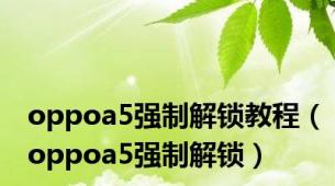 oppoa5强制解锁教程（oppoa5强制解锁）