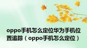 oppo手机怎么定位华为手机位置追踪（oppo手机怎么定位）