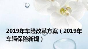 2019年车险改革方案（2019年车辆保险新规）