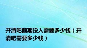 开清吧前期投入需要多少钱（开清吧需要多少钱）