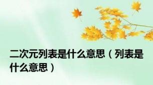 二次元列表是什么意思（列表是什么意思）